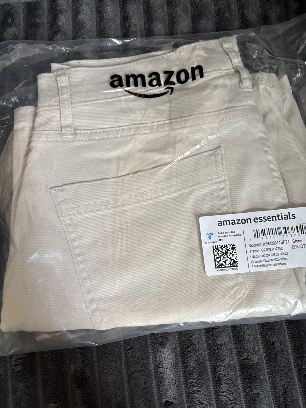 Amazon Essentials Stone Beige Straight-Leg Jeans